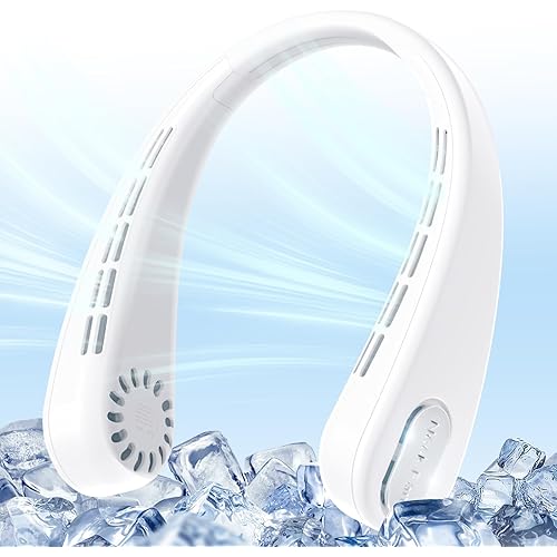 Portable Neck Fan, Bladeless Personal Fan, Rechargeable 4000mAh Battery, No Hair Snagging, 3 Speeds Faster Cooling, Ultra Quiet, Gifts for Men Women, Home, Office, Light White