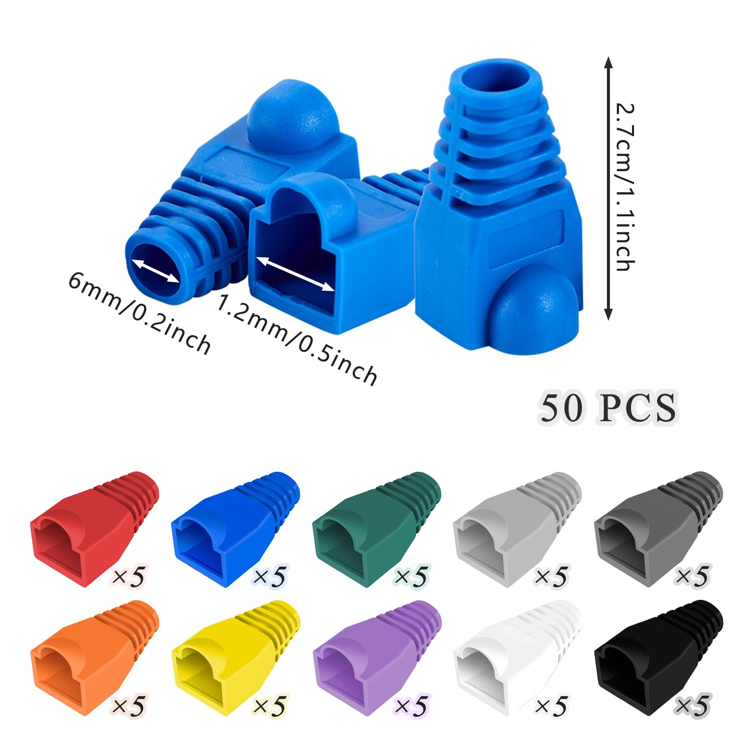 Pack De 50 Capuchons De Protection RJ45 Keple Blancs - Passe-fil Anti-plis Pour Câbles Ethernet Cat5 Cat5e Cat6