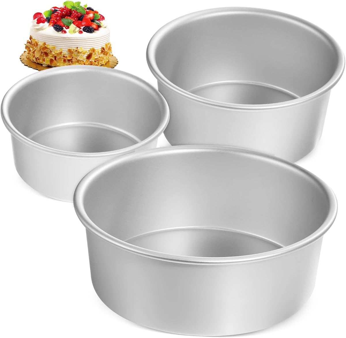 3pcs Round Cake Pans Set Non-Stick Aluminum Cake Molds for Baking for Wedding Easy Release and Clean for Home Bakers