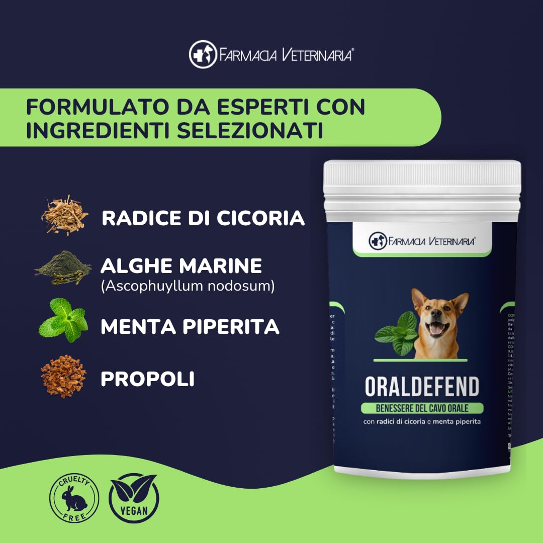 Farmacia Veterinaria Oraldefend Dentifricio per Cani Polvere Pulizia Denti 100g Anti Tartaro Alitosi