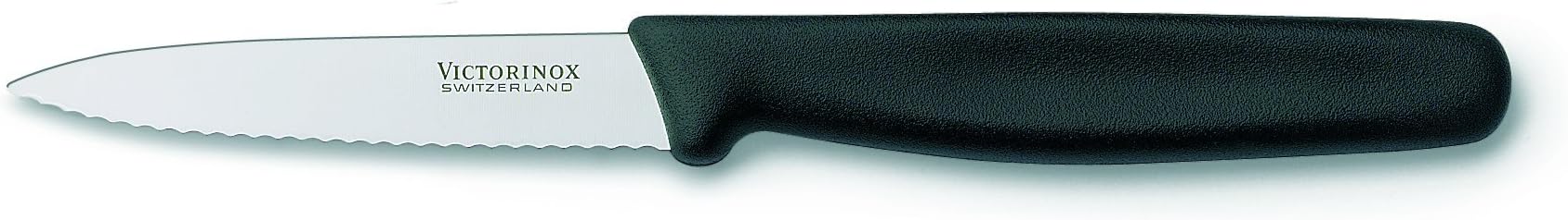VictorinoxVictorinox - VN Swiss Army Cutlery Serrated Paring Knife, Spear-point, Large Handle, 3.25-Inch,Black