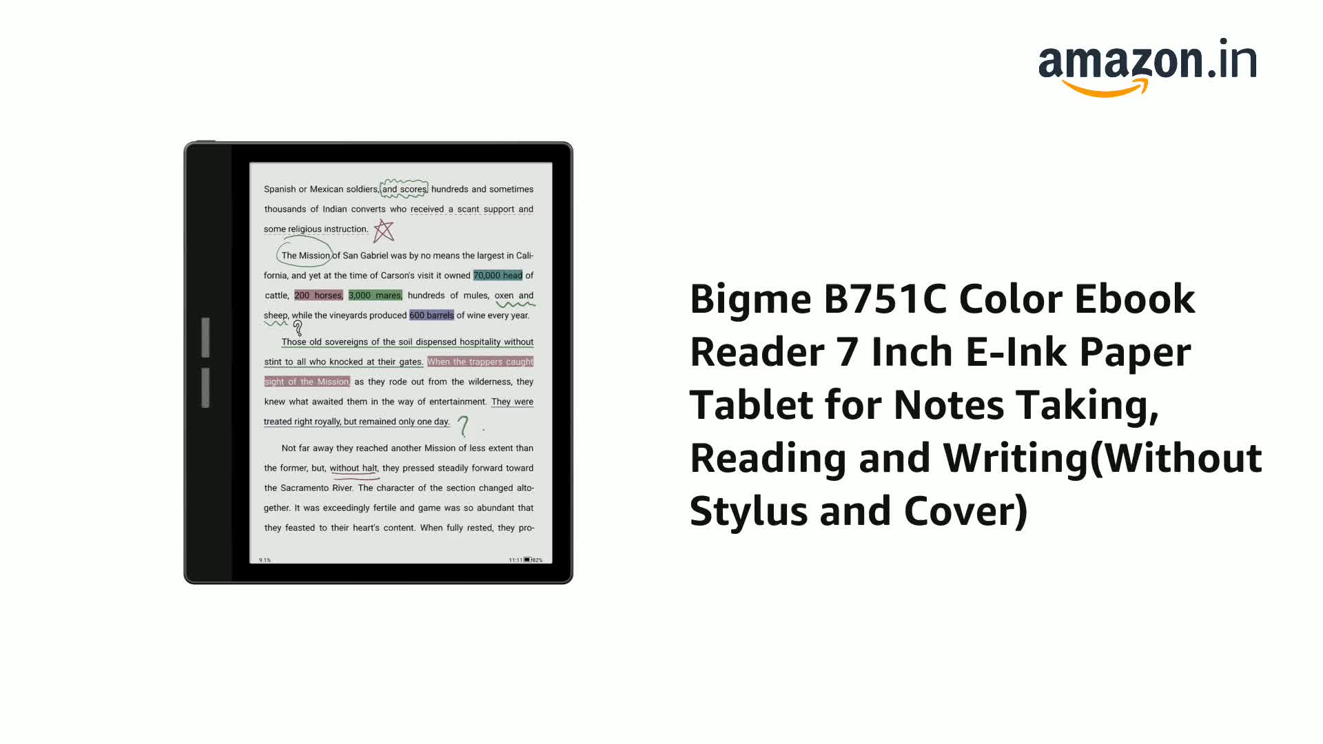 7 Inch E-ink Device Bigme B751C 7-inch Color E-Ink Tablet - Note Taking