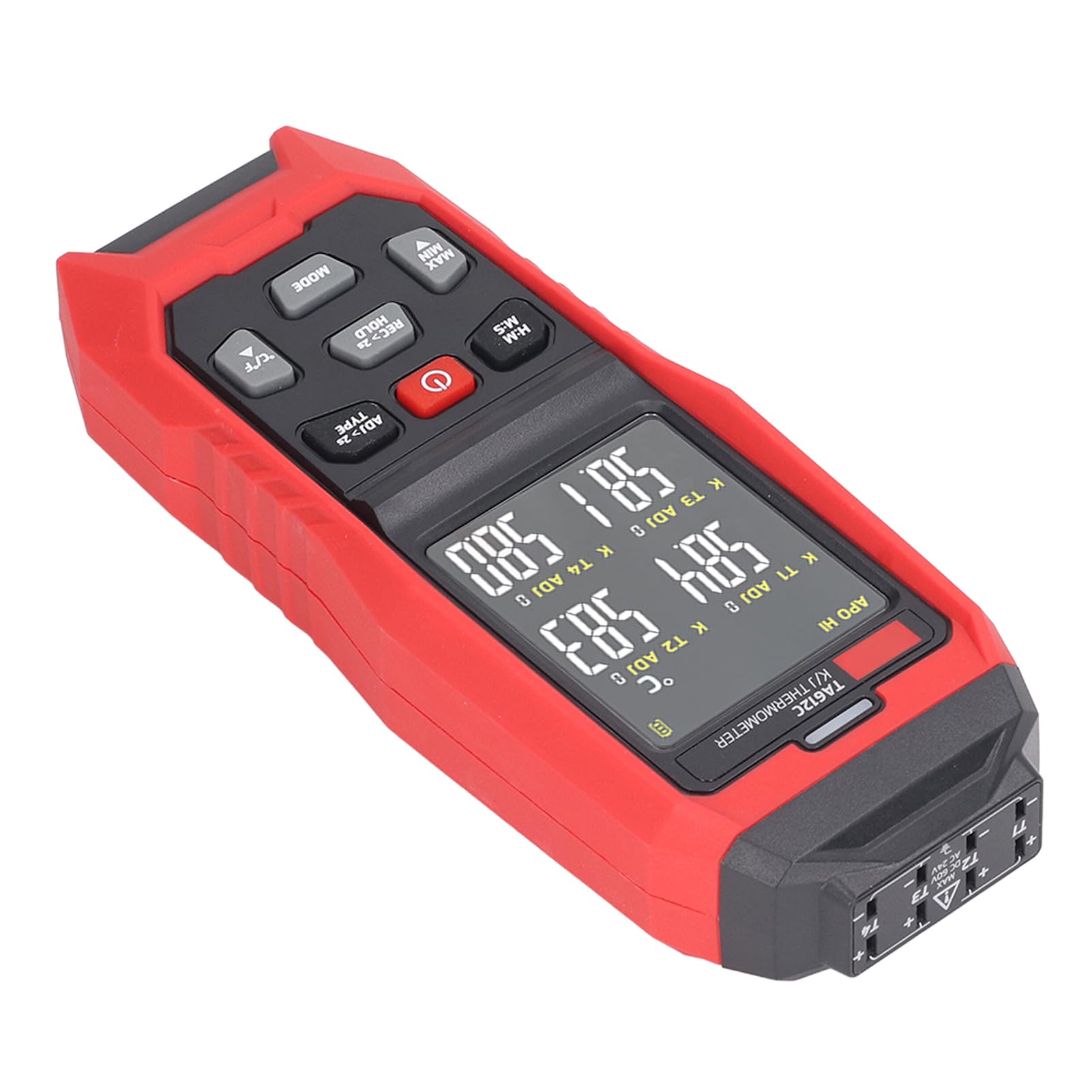 Termómetro Termopar Tipo K Preciso Monitoreo Digital de 4 Canales para Entornos Industriales Rojo