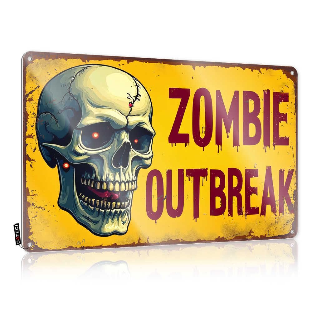 Fzfn Men's Colour Zombie Apocalypse: The Final Warning Funny Sign Housewarming | Country Essentials Decorative Wall Art(30X40cm)