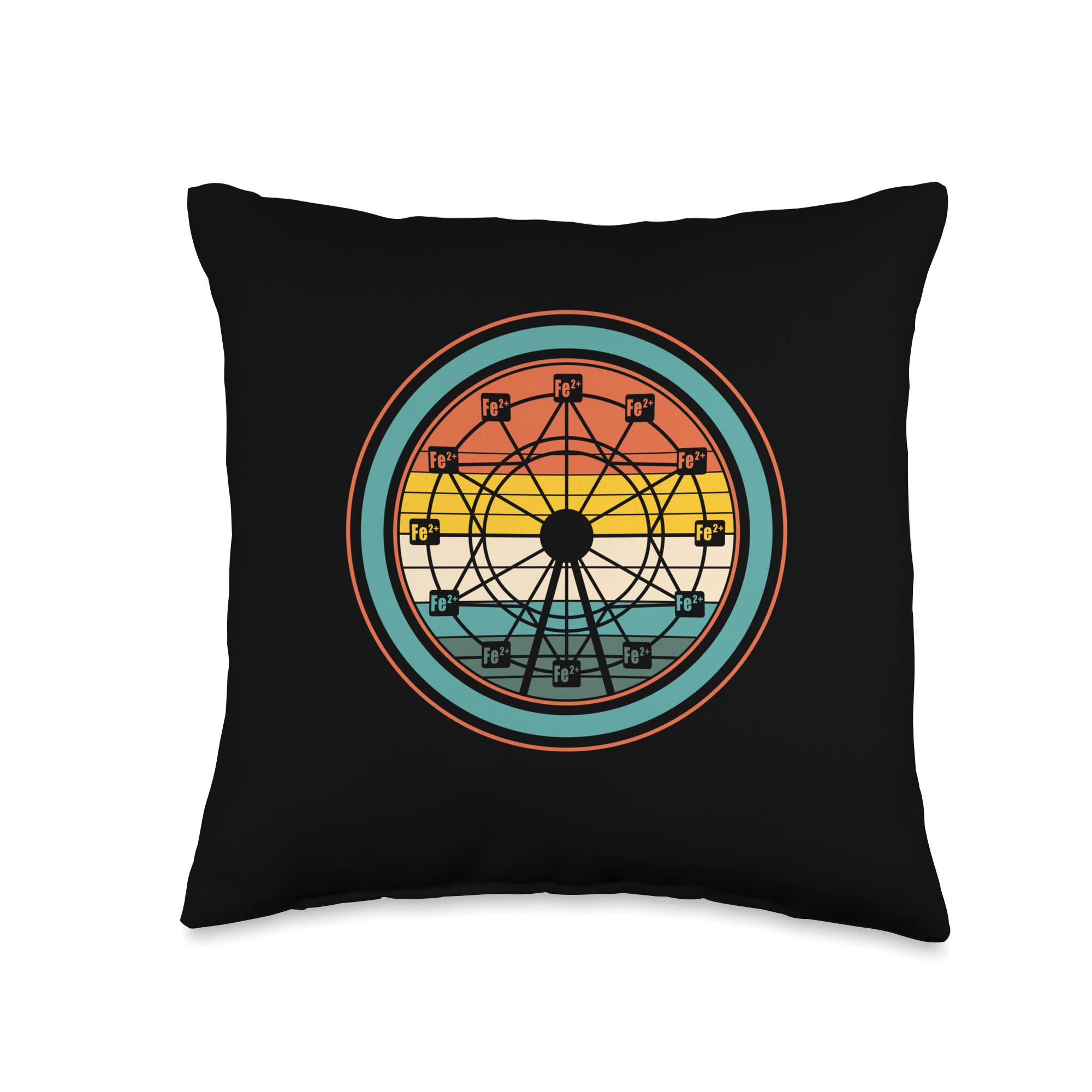 Chemistry Ferrous Feris Wheel Periodic Table Element Throw Pillow, 16x16, Multicolor