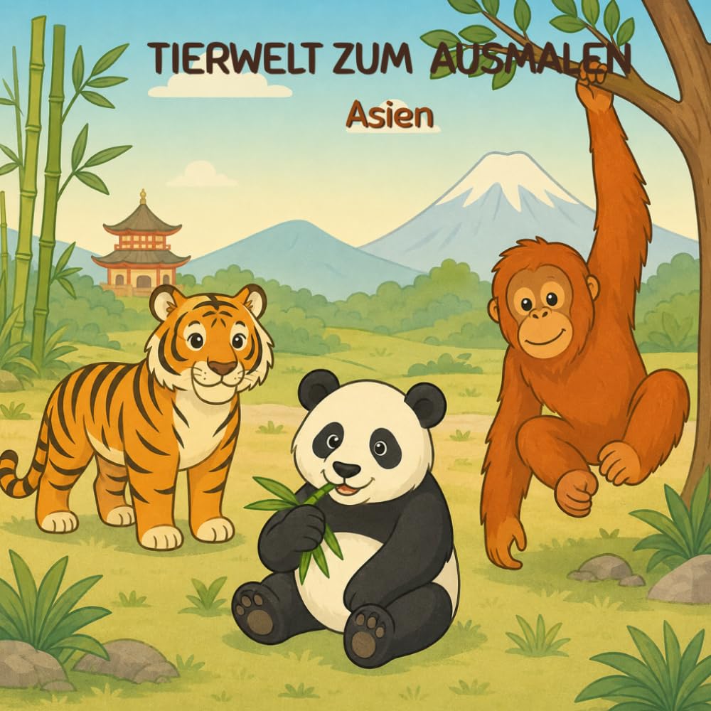 Tierwelt zum Ausmalen: 30 Ausmalmotive mit Tiger, Panda, Elefant & Co. – Asiens Tierwelt entdecken, Wissen erweitern & Feinmotorik fördern – Malbuch ... – Lern-Malbuch Reihe für Kinder ab 3 Jahren)