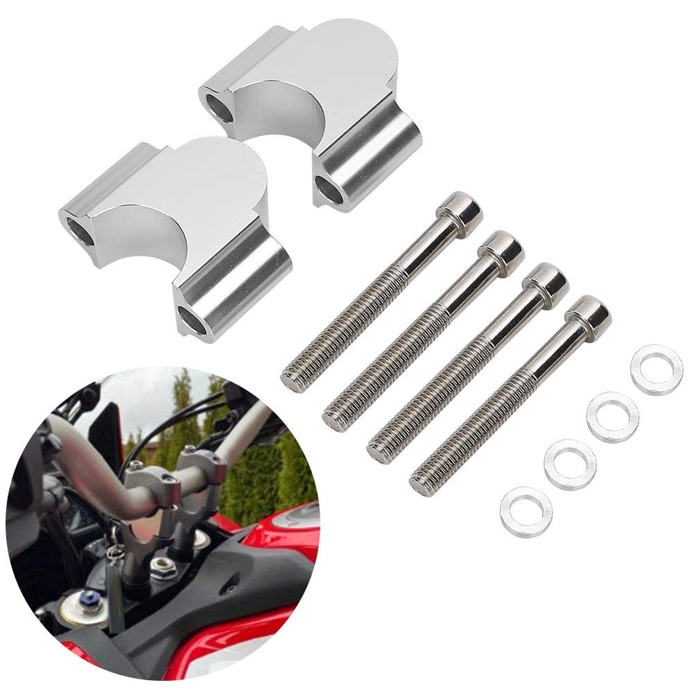 Réhausseur de guidon, Qiilu 7/8in Aluminium Moto Guidon Riser, Guidon Riser Mount Clamp 28MM Hauteur Adaptateur pour Moto VTT(argent)