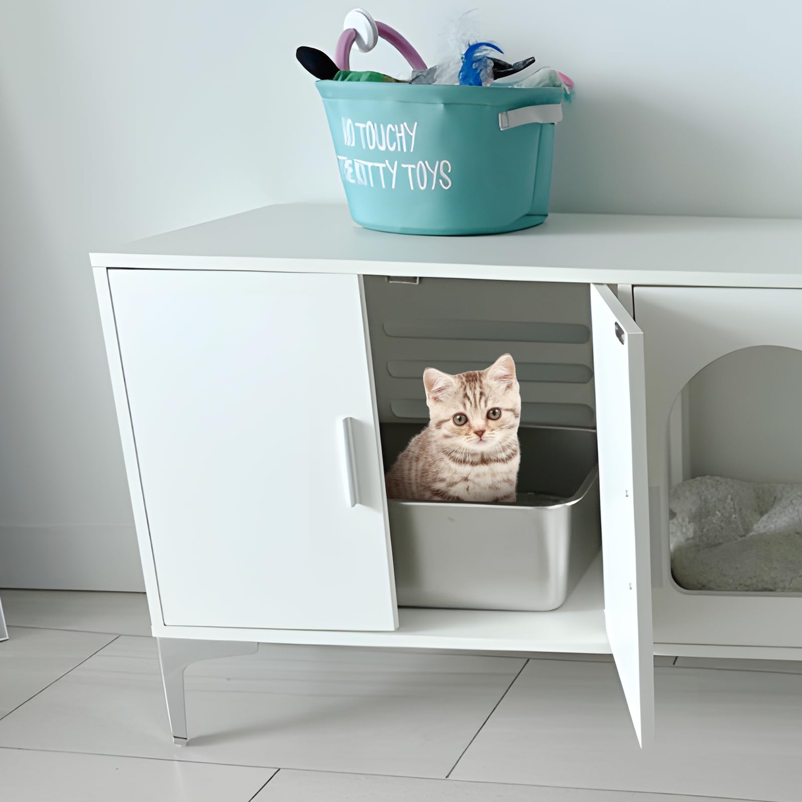 Holintan Stainless Steel Litter Box, 18"x14"x6"(Height) Medium Metal Cat Litter Box Easy Clean, Non Stick Litterbox No Smell for Cats or Kitty, Rabbits - image 6