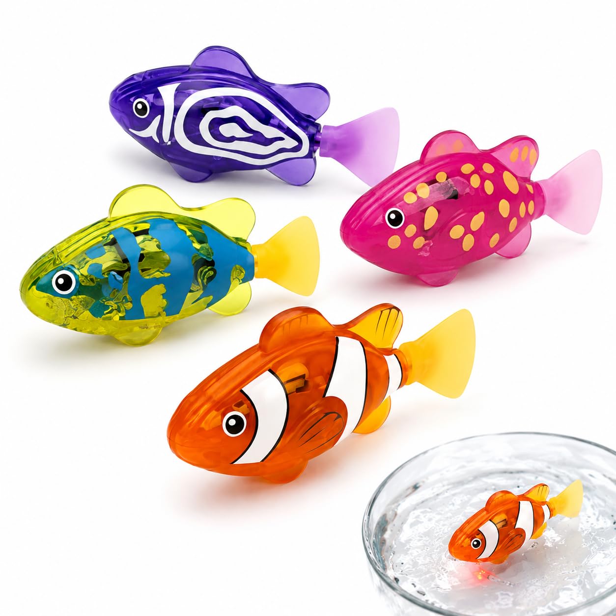 Amazon.co.jp: 猫 おもちゃ 4個パック ロボフィッシュ ロボット魚 LED