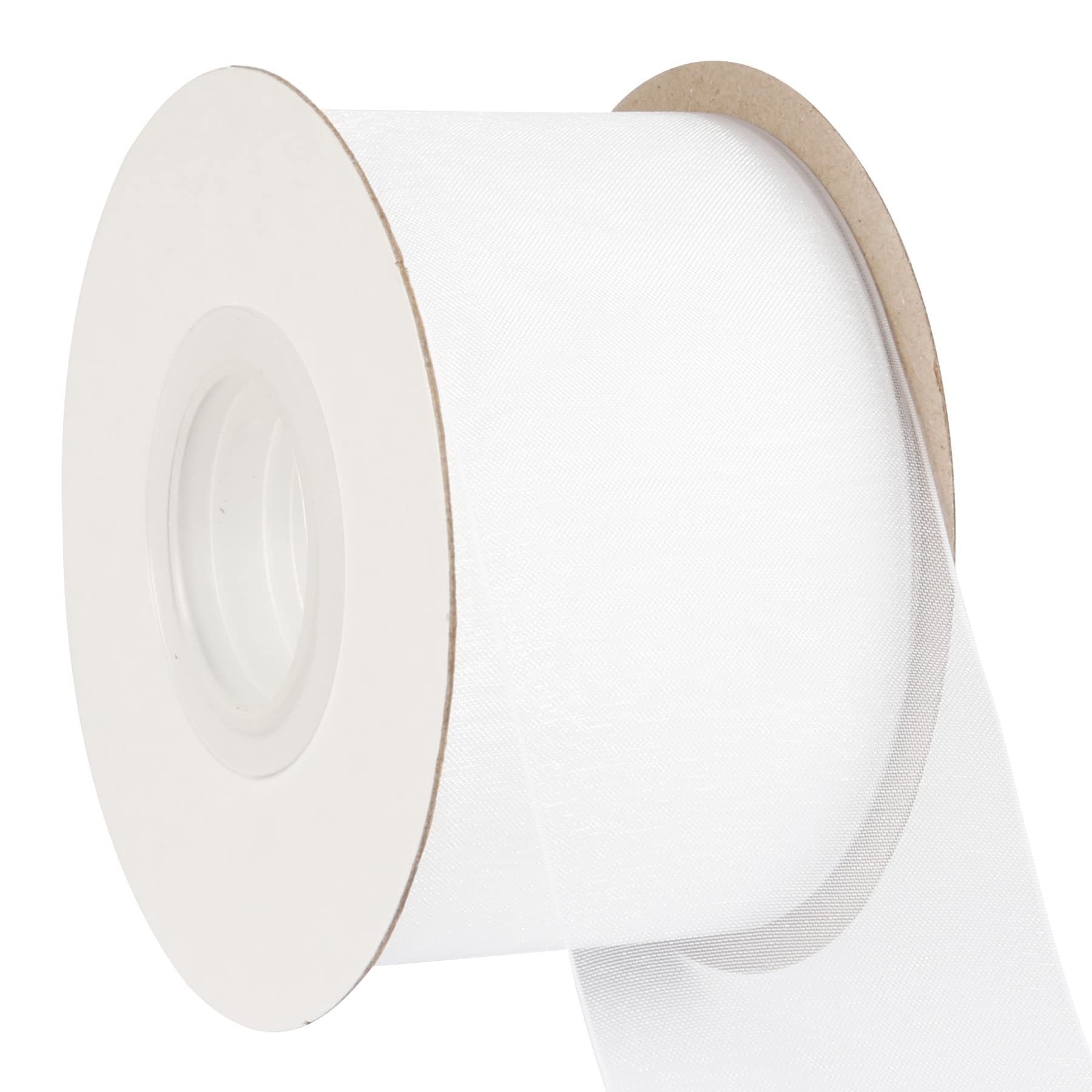 AVANAVA 2 Inch Wide Sheer Organza Ribbon Multi-Colors for Gift Wrapping Bouquet Wedding Decoration Floral Arrangement - 50 Yards (White)