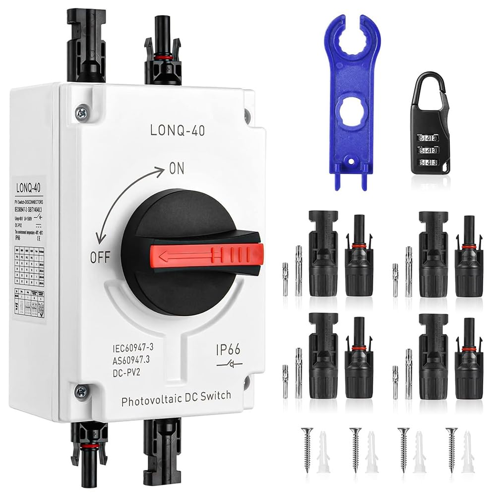 Solar Fotovoltaico DC Switch IP66 Impermeabile Sistema Solare PV Isolatore per Camper Navi Case Fotovoltaico DC Isolamento Switch DC 1200V 40A