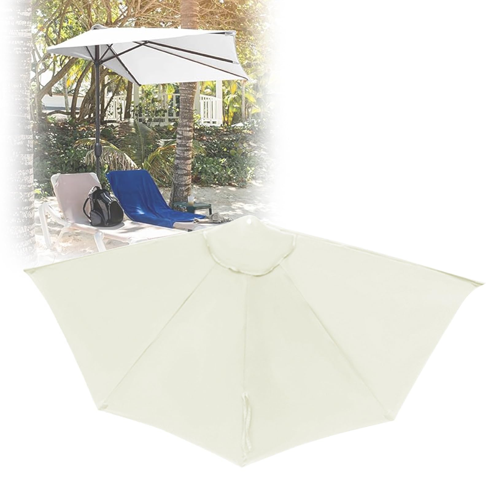 Toile de rechange parasol demi-rond 2,7 m beige de qualité supérieure