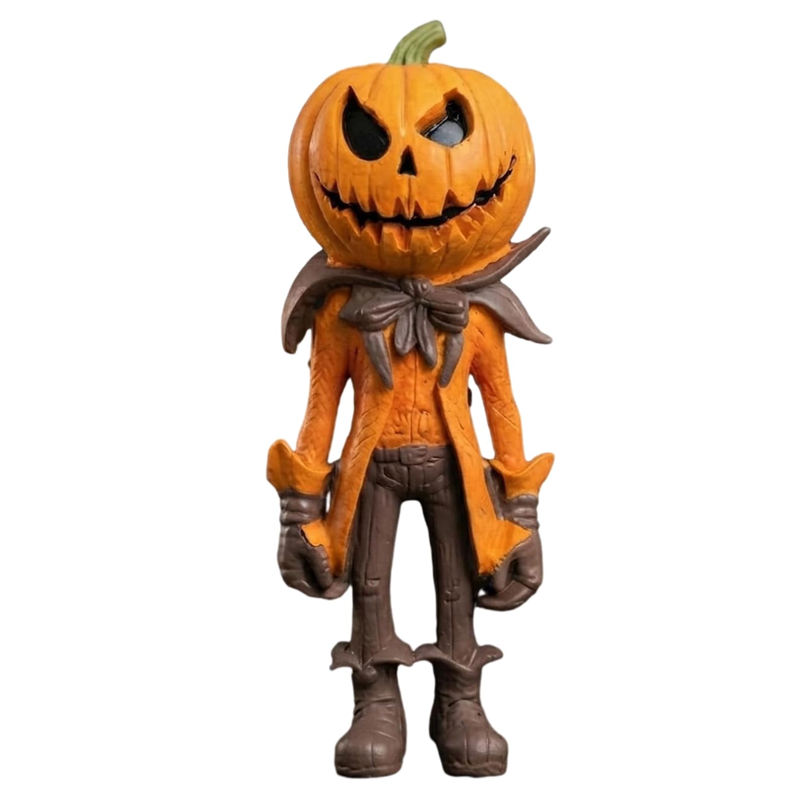 bayicie Halloween Pumpkin Man Figurine, Retro Gentleman Pumpkin Head Resin Statue Ornament Orange
