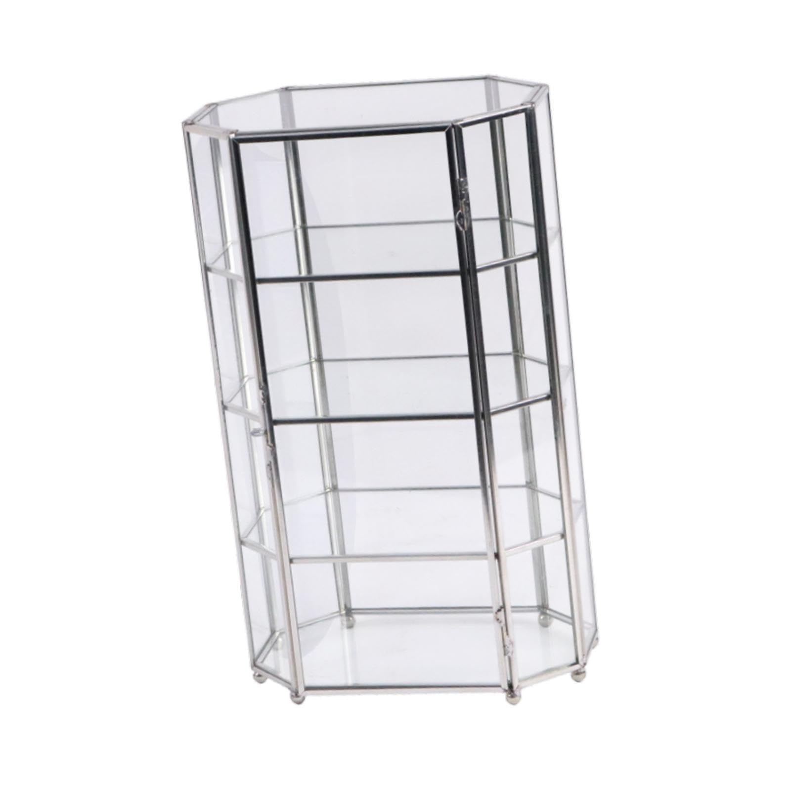 TWISAXC Chic Jewelry Display Case Made With Elegant Glass Makeup Organizer Best Gift For On Holidays Decorative Desktop Clear Glass Makeup Storage Box Watch