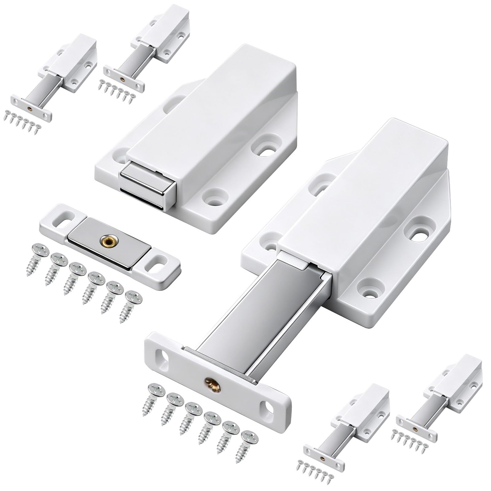 6 Pack Push to Open Door Catches Magnetic Push Latch Heavy Duty Magnetic Touch Latches Soft Close Door Push Opener Catch with Mounting Screws for Kitchen Cabinets Drawers Cupboards Wardrobes