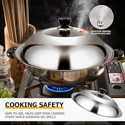 Miniatura 7 de Cubierta de wok en forma de cúpula tapa de la cacerola de cocina tapa de acero inoxidable universal ollas cubierta de utensilios de cocina tapa de