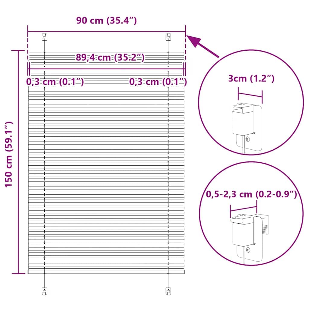 Plissee Weiß 90x150 cm Polyester, Blickdicht Sichtschutz Sonnenschutz, Jalousie Rollo Raffrollo für Schlafzimmer Wohnzimmer Büro, Klemmfix oder Bohren, Fenster innen