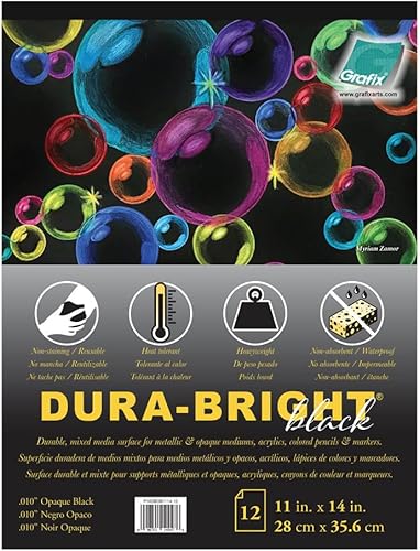 Grafix Dura-Bright, negro, 010, almohadilla de 11 x 14 pulgadas, 12 hojas, P10DBOB1114-12