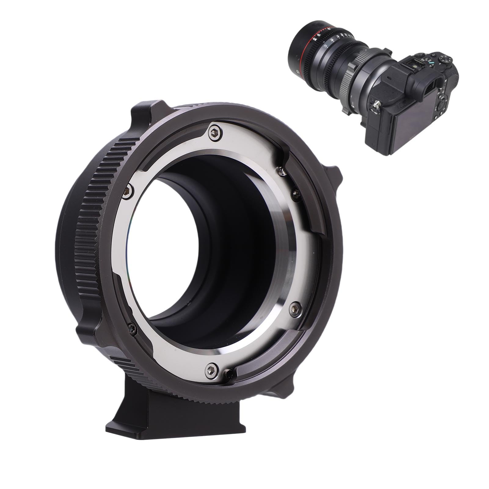 XUMIUZIY Adattatore Obiettivo PL-E, Anello in Alluminio per Fotocamere | Convertitore per attacco obiettivo, controllo automatico dell\'apertura, compatibile con le fotocamere della serie NEX,