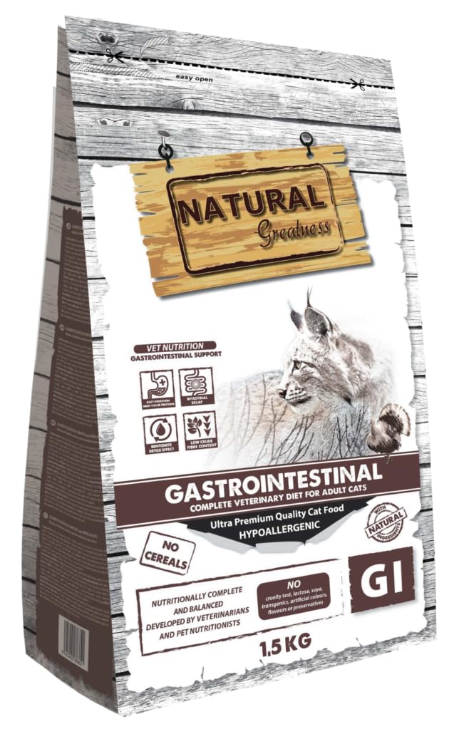 Natural Greatness paszy Weterynarz Kot żołądkowo-jelitowy | 100% Naturalne Bez zbóż Worek 1,5 kg |