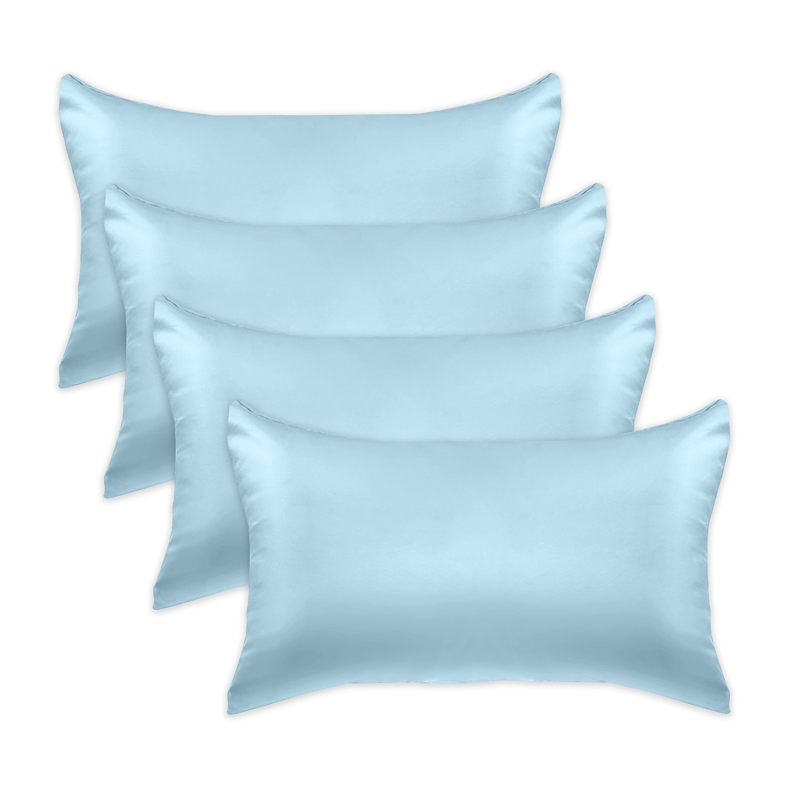 Taies d'oreiller en satin de viscose lot de 4 anti-friction pour cheveux et literie
