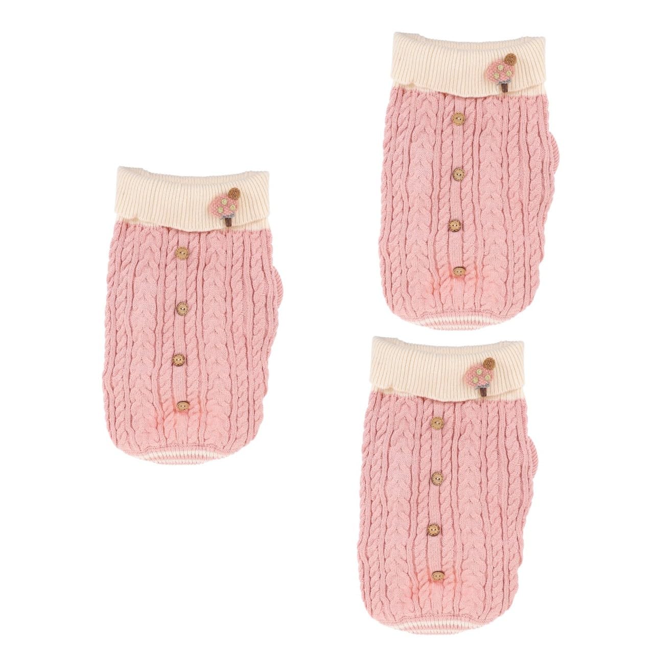 BESPORTBLE 3pièces Sweater pour Chien Vêtement Hiver Pull Chaud Coton pour Chiens Costume Confortable pour Animaux De Compagnie Rose XS