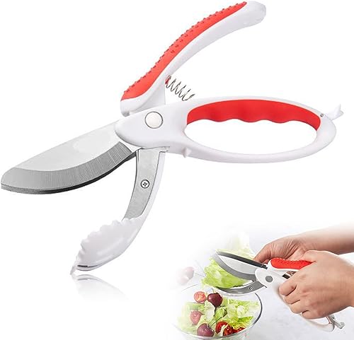NASHARIA Tijeras de ensalada Tijeras de hierbas Picador de ensalada de cocina resistente Tijeras de ensalada de cocina Multifuncional de doble hoja