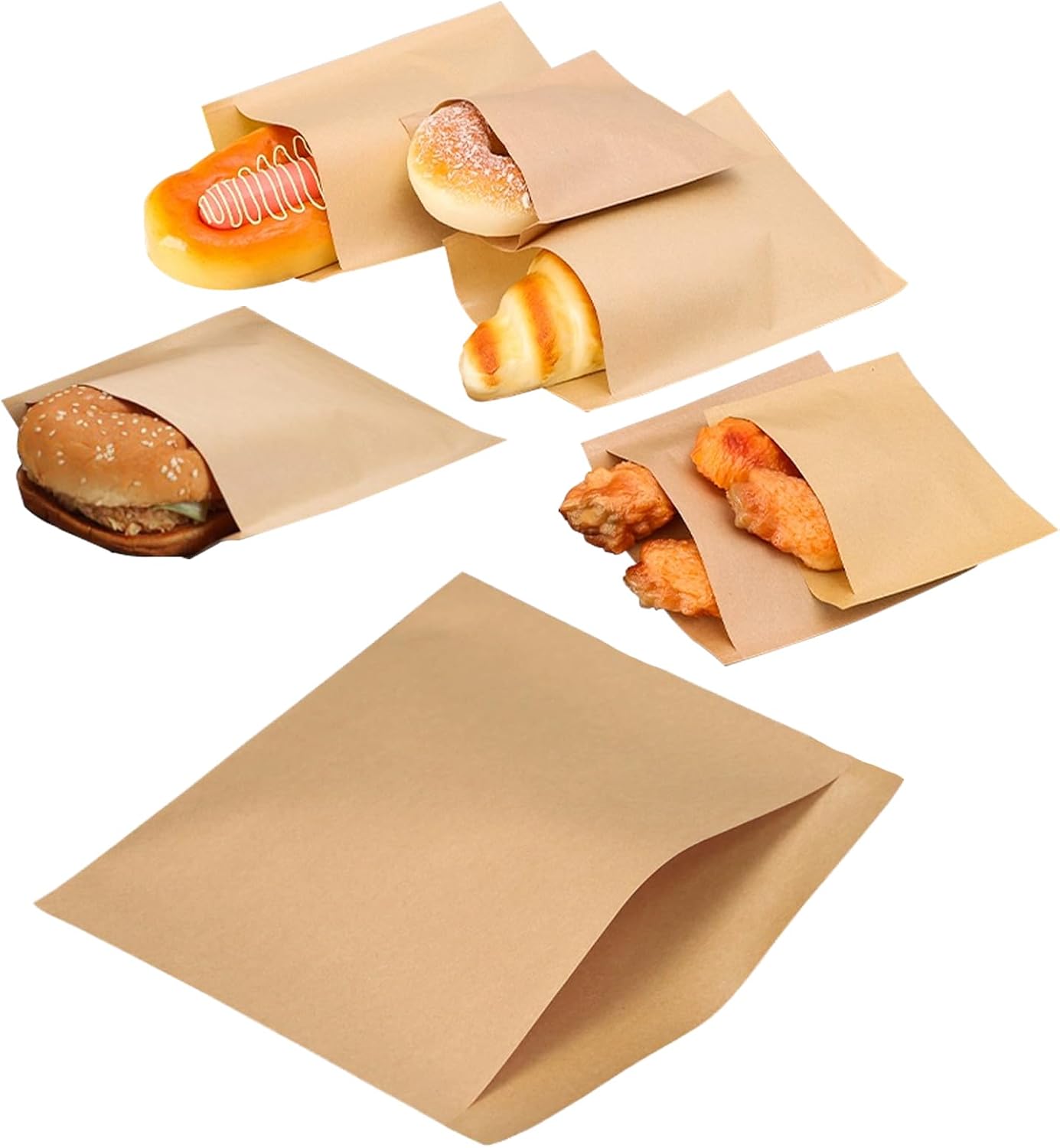 Wax Paper Sandwich Bags, Grease Proof, 100 Pack, 6.69"x5.9" image 5