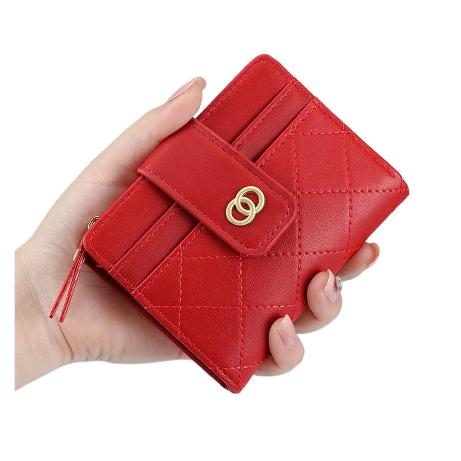 Portefeuille pour femmes mince anti-encombrement petit porte-monnaie zippé cuir