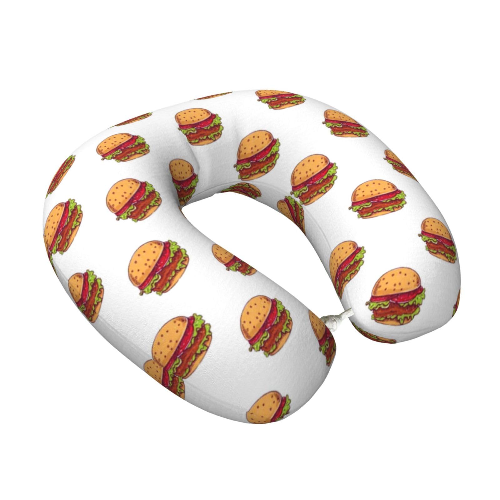 LKYMOH Burgers, Travel Neck Pillow U-Shaped Memory Neck Support Soft Comfortable With Washable Cover For Airplane Car Traveling and Office
