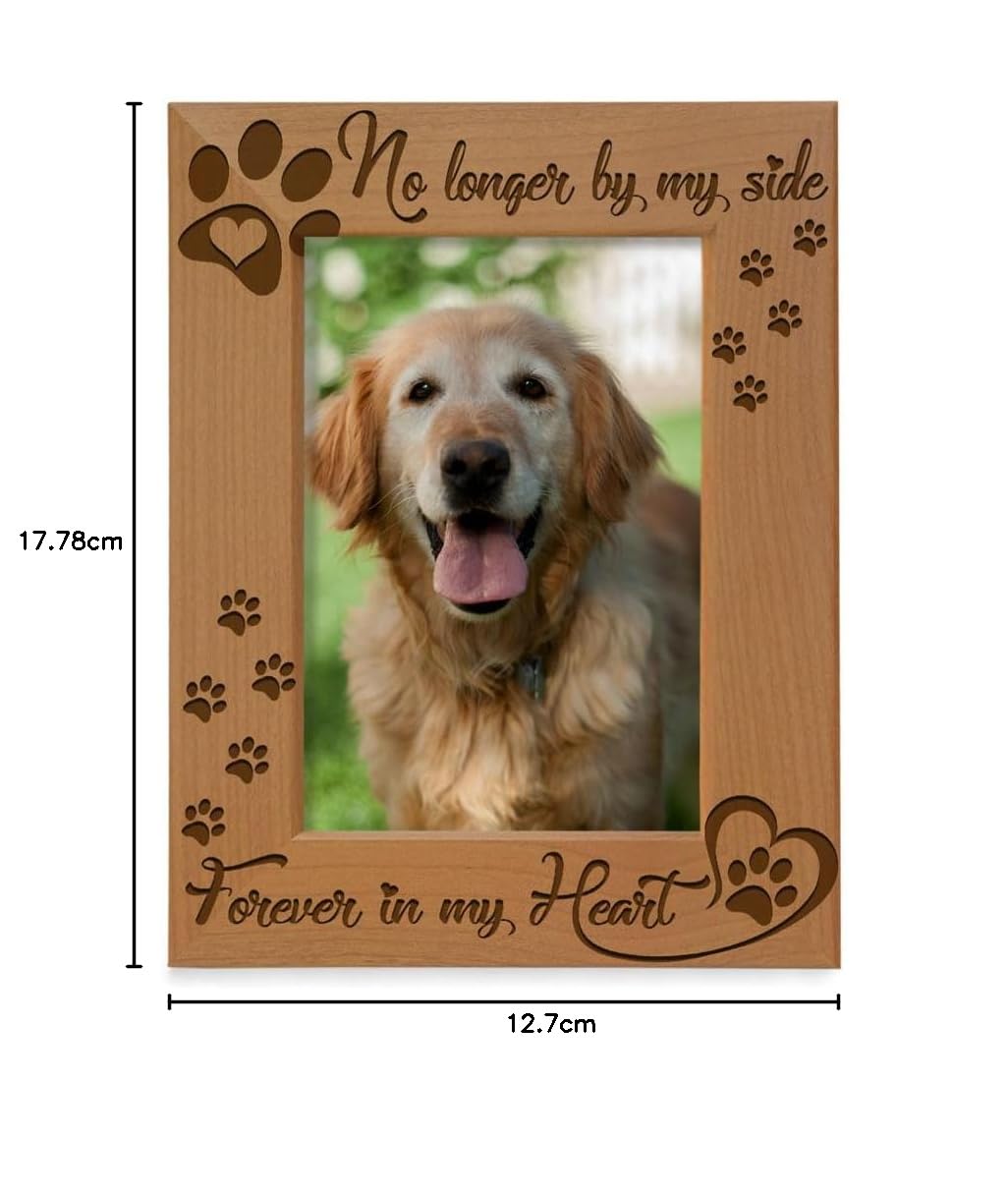 KATE POSH Marco de fotos de madera No Longer by my Side, Forever in my Heart, conmemorativo para mascotas para perro o gato (5 x 7 pulgadas, vertical)