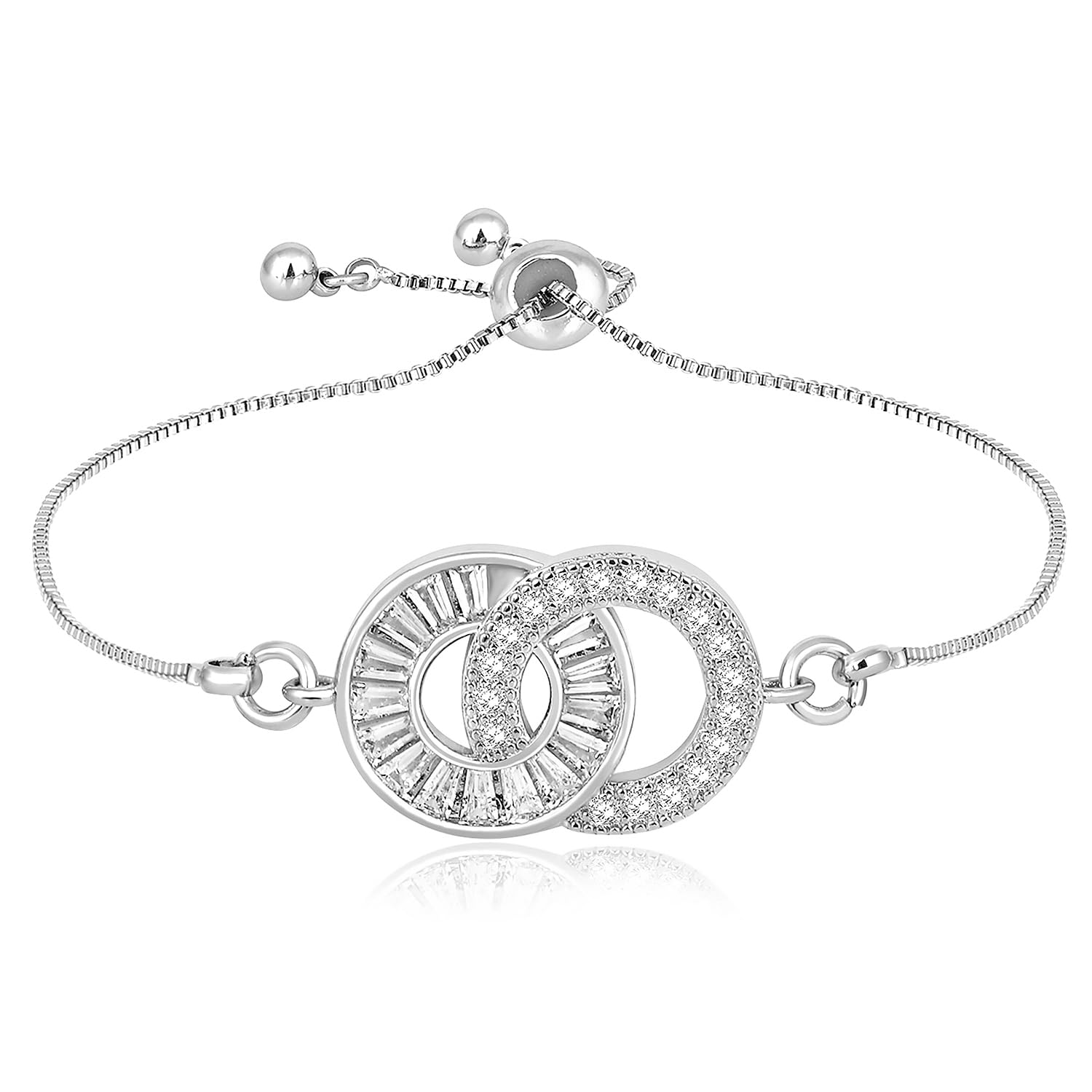 Peora Silver Plated Cubic Zirconia Studded Adjustable Bracelet Contemporary Jewellery for Women Girls (B0CZ3DPX6J) Amazon Price History, Amazon Price Tracker