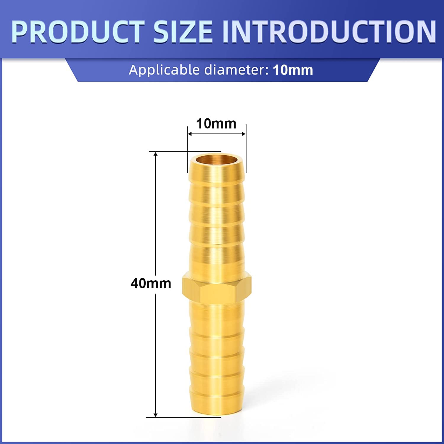 3 Raccordi A Barbiglio In Ottone 10mm + 6 Fascette Stringitubo In Acciaio Inox - Per Acqua, Carburante, Aria