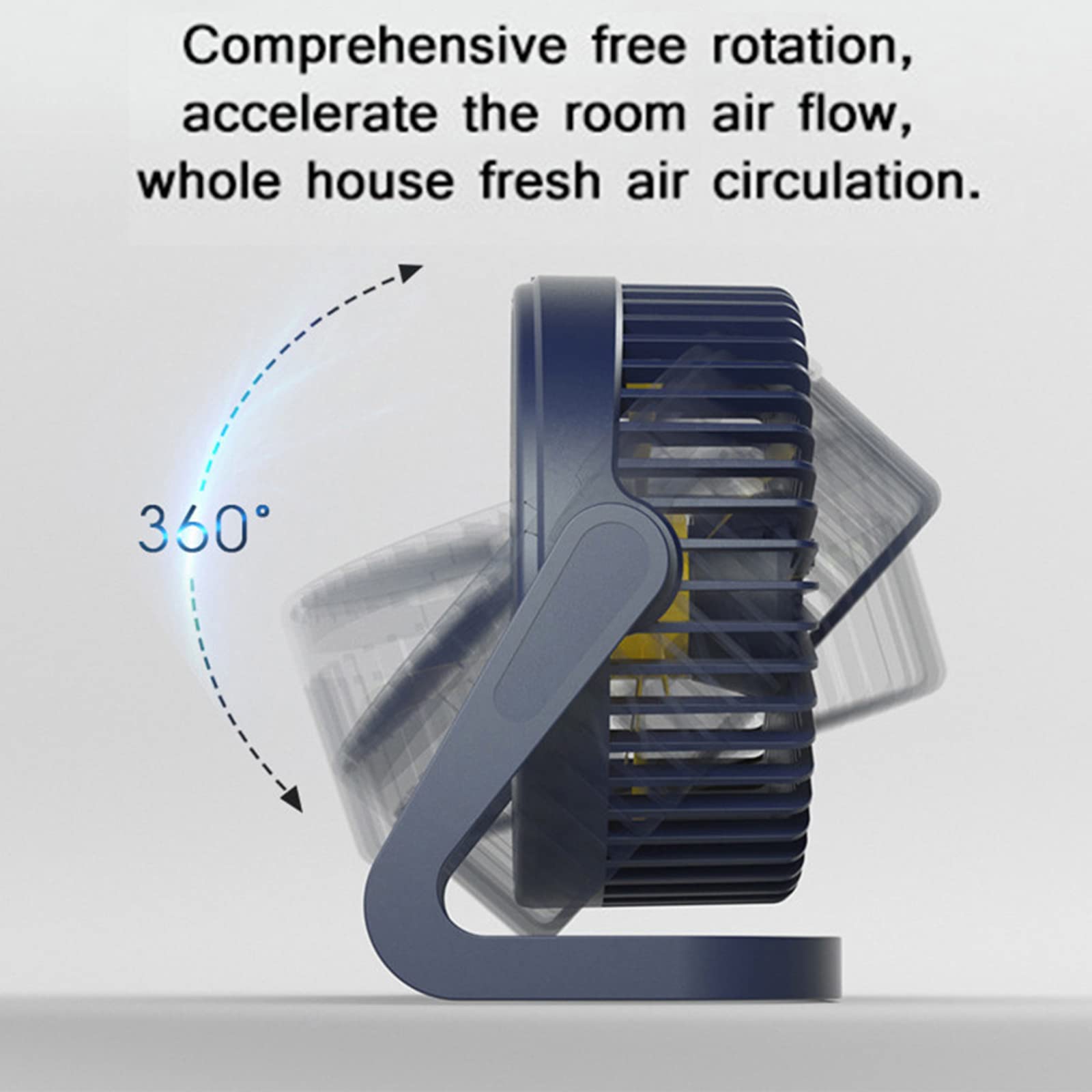 Ventilatore da tavolo USB da 22,9 cm, 2 velocità, forte flusso d'aria di funzionamento silenzioso Culla da pavimento girevole a 360° per casa, ufficio, camera da letto (bianco, cavo da 78,7 cm