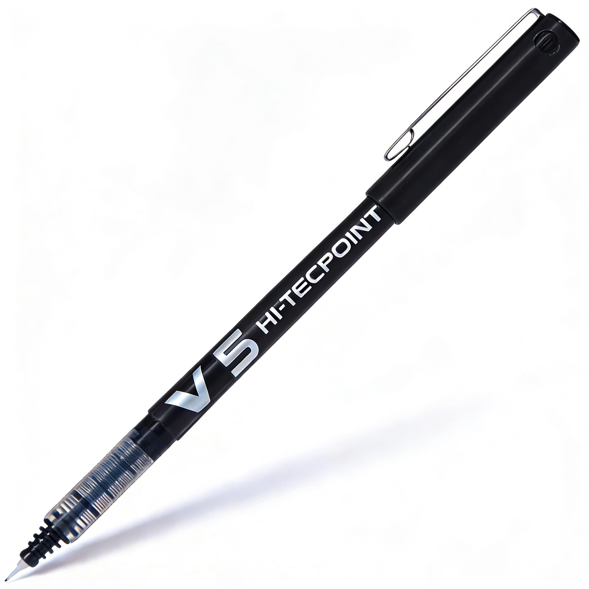 Pilot V5 BLACK BLUE RED GREEN Liquid Ink Rollerball Pen 0.5mm Nib Pack of 6 (Black)