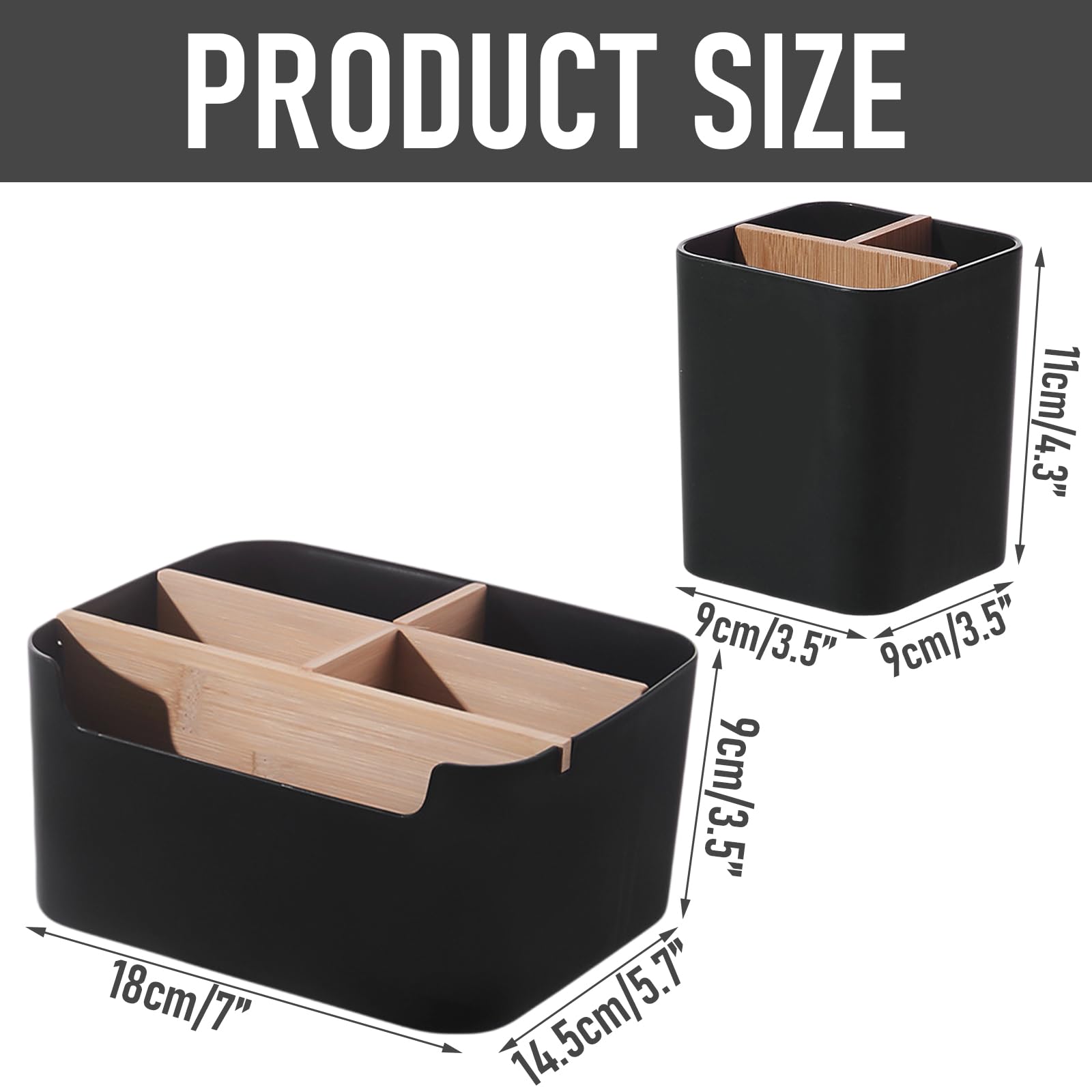 Organiseur De Bureau En Bambou 5 Compartiments - Rangement Stylos & Fournitures Éco
