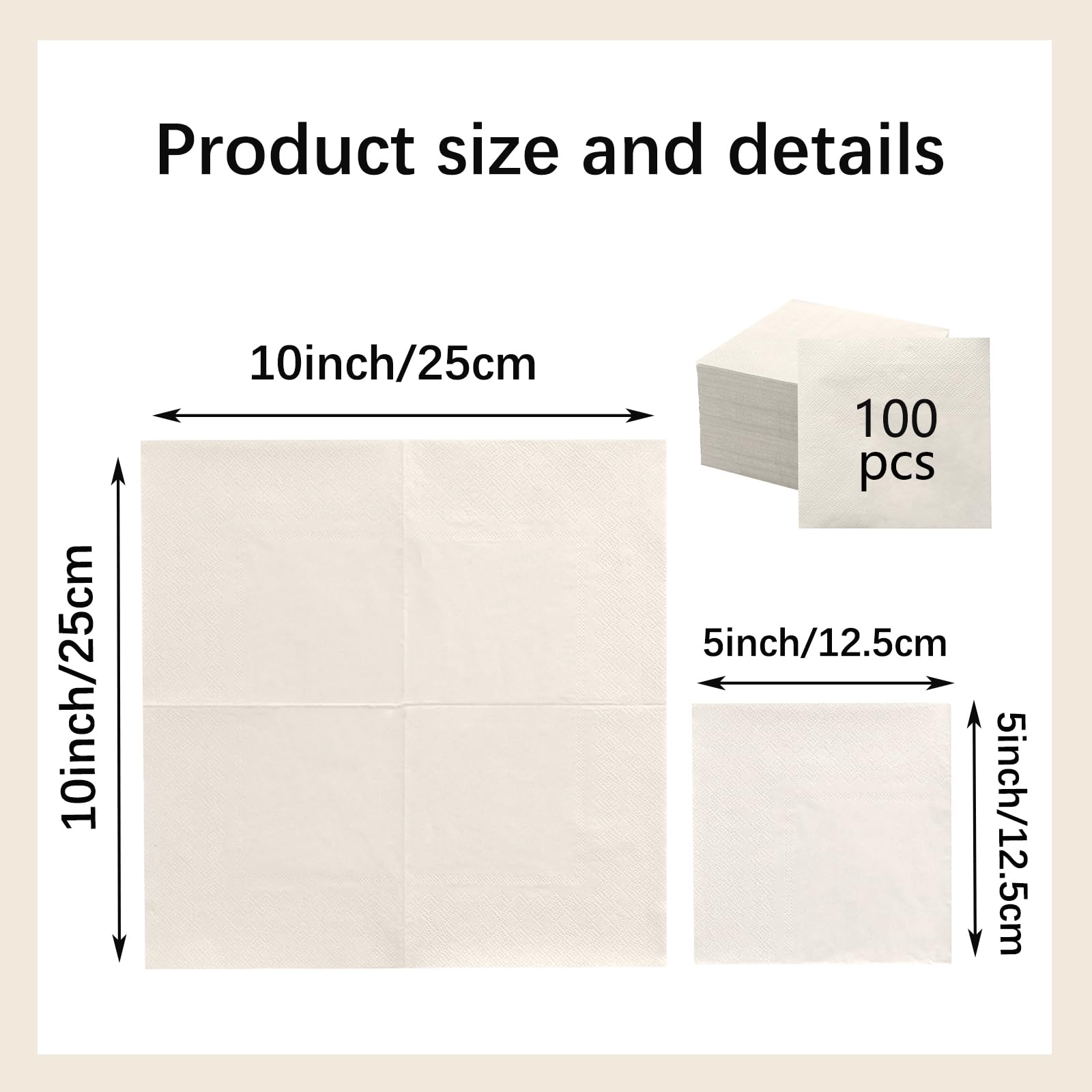 100 servilletas desechables de 2 capas, color blanco lechoso, servilletas de cóctel, servilletas de postre para cena, boda, cumpleaños, fiesta, aniversario de novia, evento de recepción (blanco