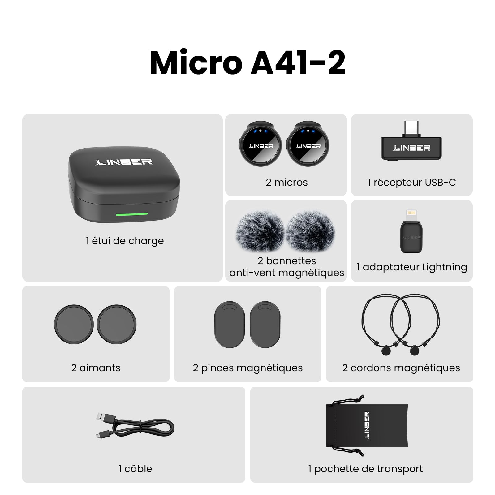 Micrófono lavalier inalámbrico para iPhone, Mini magnético | Cancelación de ruido IA, conexión rápida, batería 6h, ideal para Vlogs, entrevistas y directos