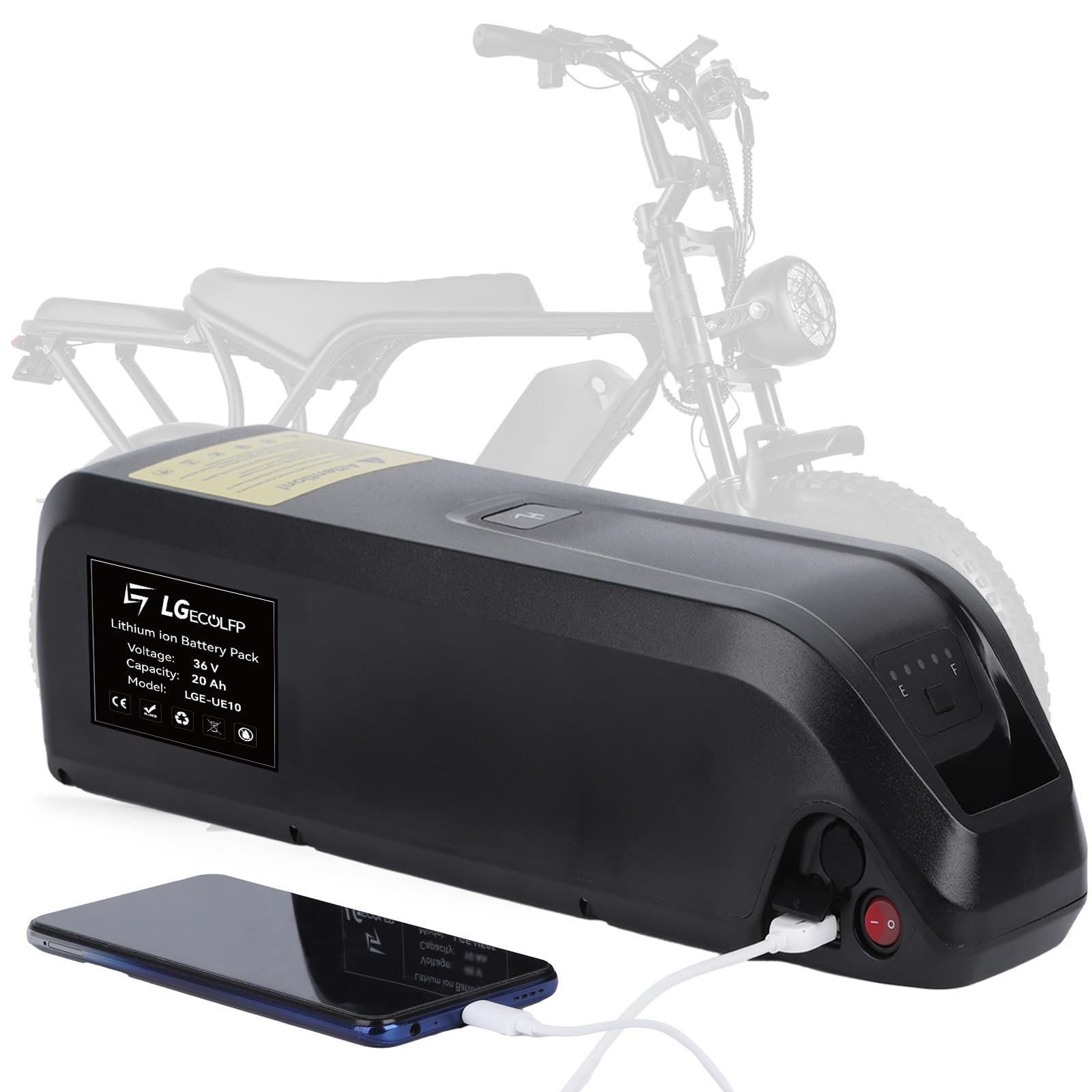 36V 48V 52V Ebike Battery, 15Ah 20Ah Electric Bike Lithium Battery Ebike Battery for 0-1200W Electric Bike with 3A Fast Charger and BMS, LED Battery Indicator, Safety Lock