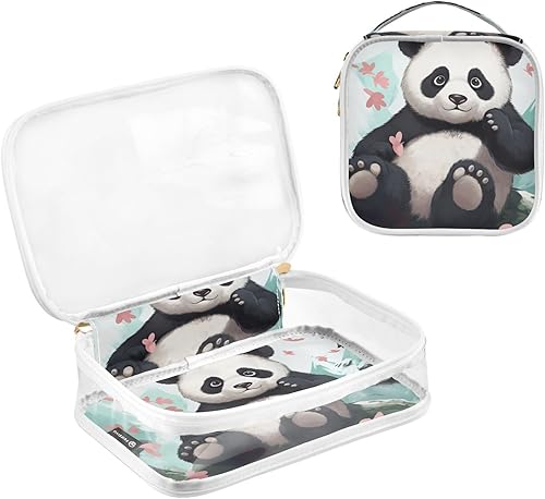 Miniatura 3 de Kawaii Panda - Neceser transparente para viajar, paquete de 2 bolsas de cosméticos de maquillaje con cremallera, bolsa de viaje para artículos de