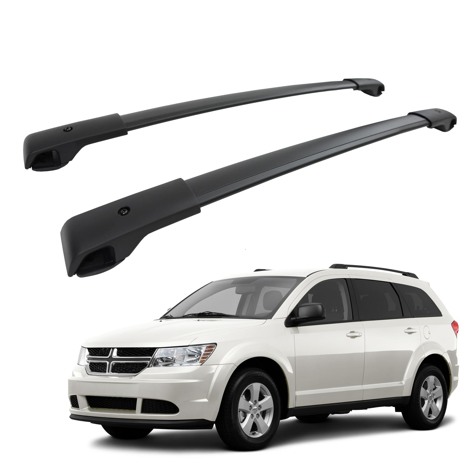 J&J AUTOMOTIVE Barre Da Tetto per Dodge Journey 2008-2018, Stile OEM Alluminio Nero 2 pezzi, Montaggio Facile, Portapacchi Ad Alta Resistenza