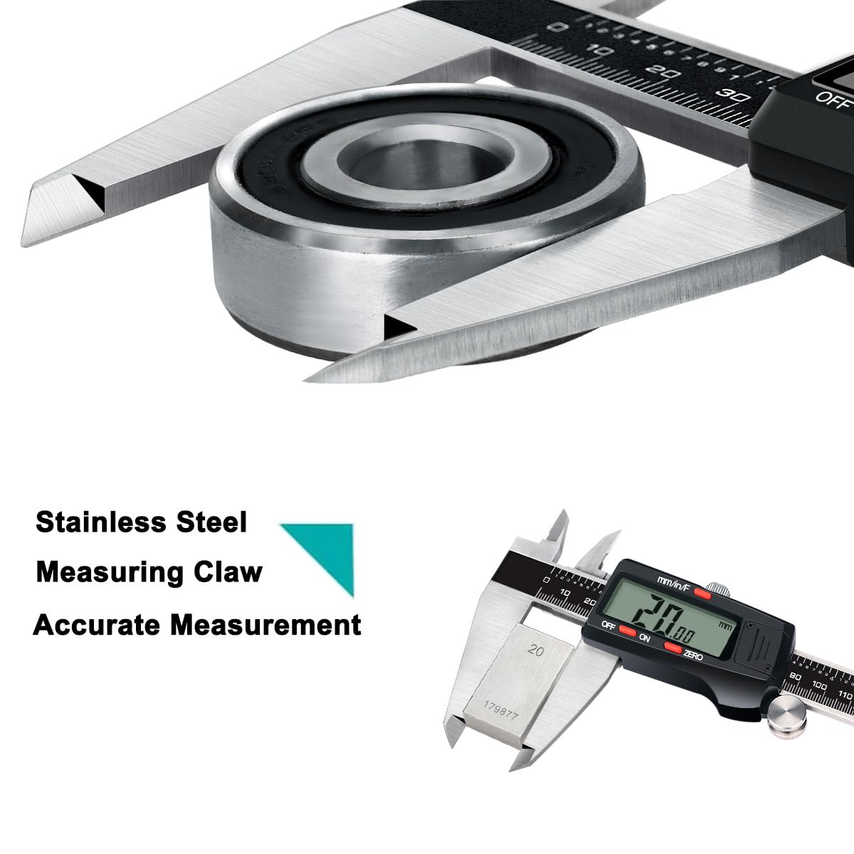 Kynup Calibre digital, 300 mm/12 pulgadas, herramienta de medición de acero inoxidable, calibrador electrónico, conversión de pulgadas/métricas/fracciones, diseño de apagado automático
