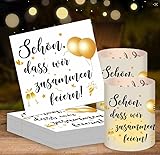 Fsahiuf 56 Stück Tischdeko Geburtstag,16 Windlicht Tischdeko und 40 Servietten Geburtstag mit Sprüchen Schön, DASS Wir Zusammen Feiern für Hochzeitsdeko Silvester Party Taufe