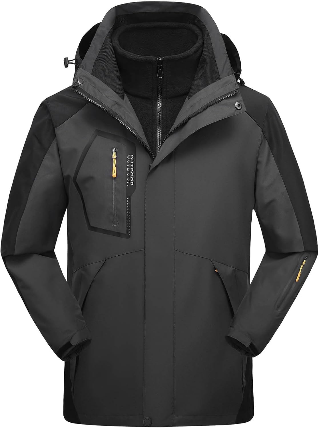 Men's Winter Skiing Jackets Waterproof Fleece Coats Mountain Windbreaker Snowboarding Jacket Hooded for Hiking Traval
