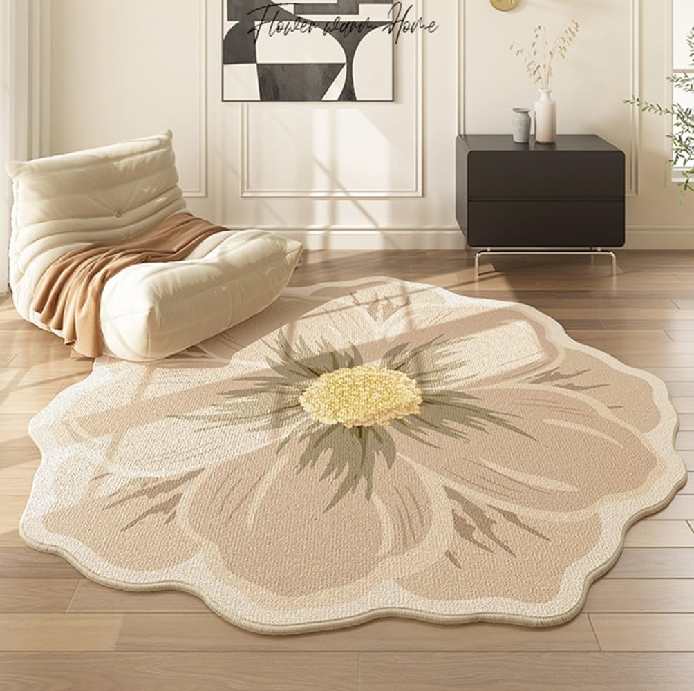 Tapis rond texture florale doux et confortable de salon