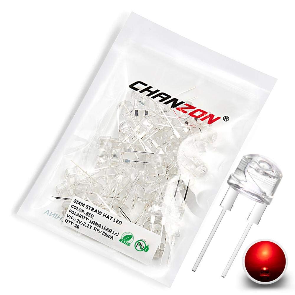 50 LEDs Bleues 8mm - 3V 80mA - Pour Circuits Arduino, Raspberry Pi Et Projets DIY - Ultra Lumineuses
