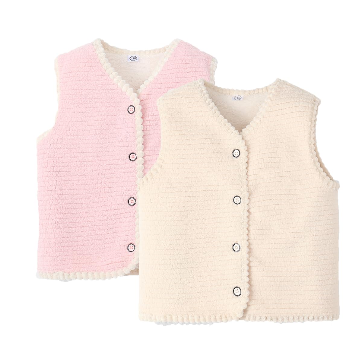 2 Pièces Gilets Matelassé pour Bébé Filles Garçons 9/12/24 mois Manteau Veste sans Manches en Polaire pour Printemps Automne Gilet Chaud Enfant Waistcoat Vêtement Cadeau 2 3 4 5 7Ans
