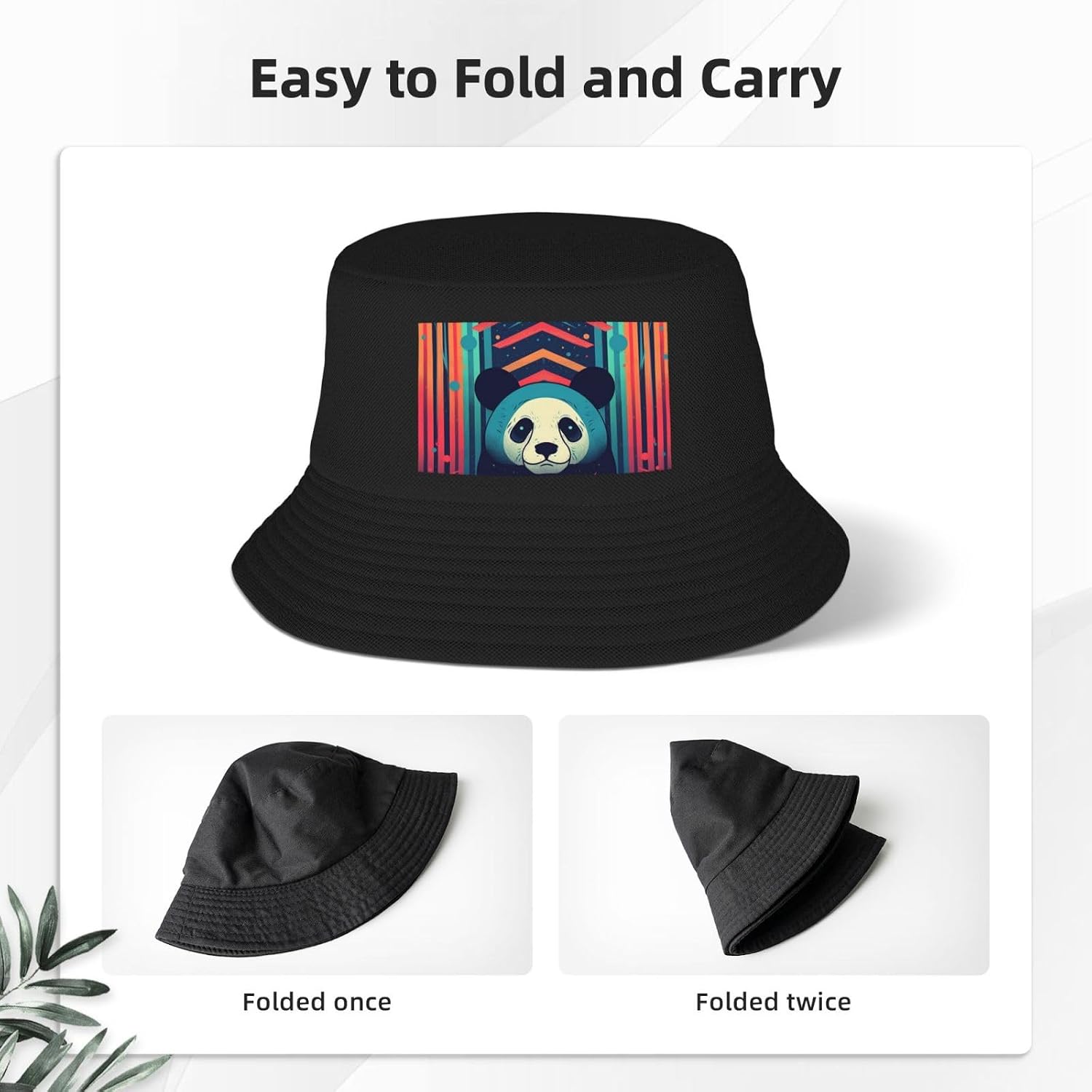 Sun Hats for Men Women Summer Sun Beach Fishing Cap Striped Panda Bucket Hat Unisex Fisherman Hat