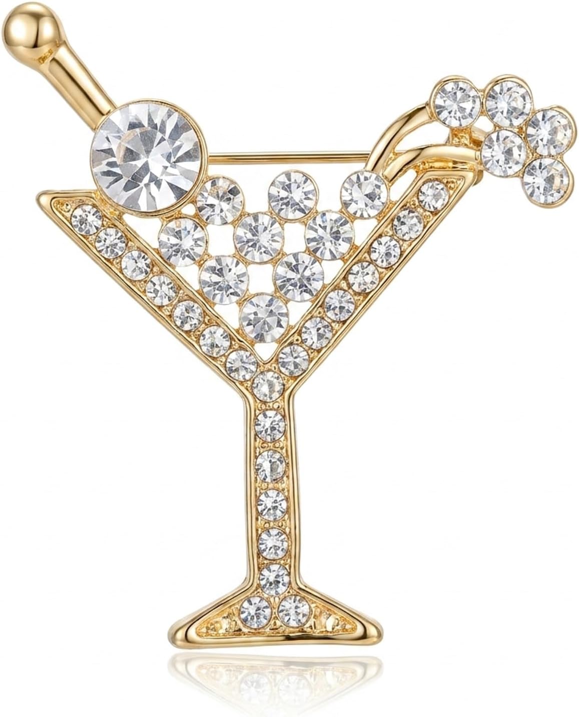 Cocktail Wine Glass Brooch Pin for Women, Elegant Alloy Finish Wine Glass Pins, Classic Women's Brooches for Suit Dress Hat Bag Clothes Accessories and Party Professional Outfits