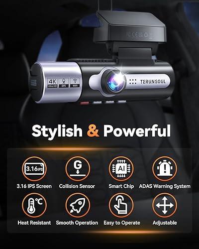 Miniatura 7 de Cámara de tablero frontal y trasera 4K+1080P+1080P, cámara de control de 3 canales, tarjeta de memoria gratuita de 128 GB, GPS integrado WiFi de 5.8